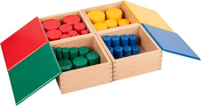 Montessori Wooden Knobless Color Cylinder Blocks, Baby Games Stacked Arrangement