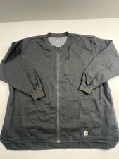 Carhartt Jacket Mens 2XL Black Canvas Full Zip Collar Lined Utility Workwear