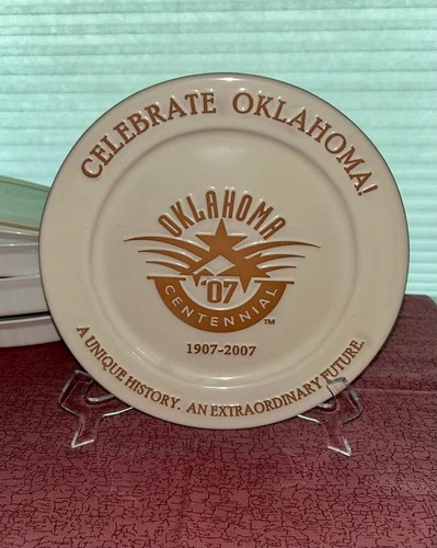 Plate Centennial Commemorative Frankoma 2007 "Celebrate Oklahoma!", 10.5 in.