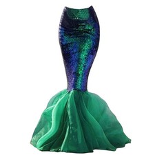 yajuntang Women's Mermaid Tail Costume Princess Sequin Maxi Skirt Cosplay Hal...