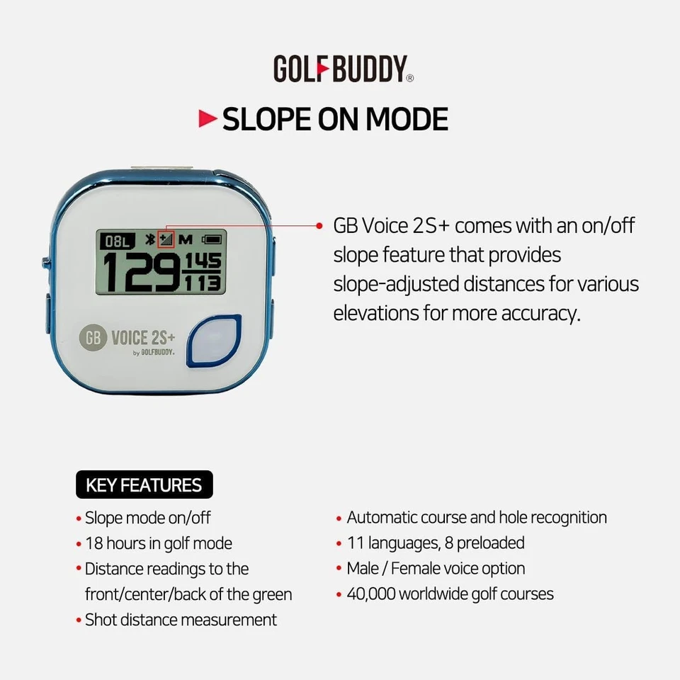 GOLFBUDDY Voice 2S+ Talking GPS Rangefinder, Clip on Hat Golf Navigation,... - Image 2 of 4