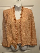 Joan Fagin Knit Boucle Cardigan Blazer Jacket Tank Top 3 PC Set Petite Small PS