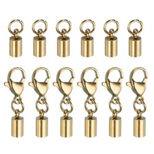 6pcs Cord End Cap 3.5mm ID Lobster Claw Clasp End Caps Stainless Steel Gold Tone