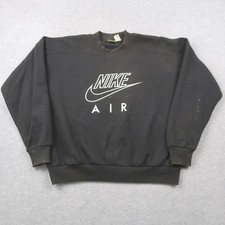 Vintage 80s 90s Nike Air Crewneck Sweatshirt Mens M Black Embroidered Logo