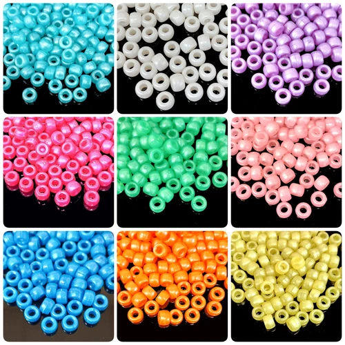 9x6 mm Pearlised Acrylic Pony Beads in various colours DIY Jewellery Making