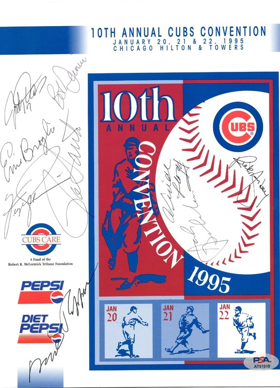CHICAGO CUBS Greats Multi-Signed Program 9 Signatures PSA/DNA LOA SANTO JENKINS