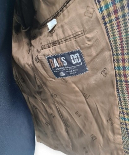 VTG DAKS Mens Tweed Sport Coat 44R Brown Plaid Wool Jacket Button 2 Button - Picture 9 of 10
