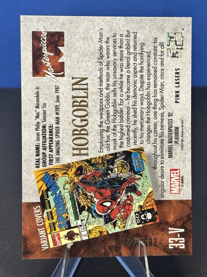 2024 Marvel Masterpieces 92 Platino #33-V Hobgoblin Rosa Láseres/692 Foto 2 de 2