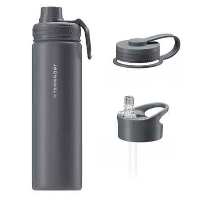 Trinkflasche Thermosflasche 700 ml Edelstahl Wessper B3 THERMOSTEEL grau