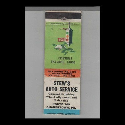 Matchbook Cover Stew's Auto Service Quakertown, PA