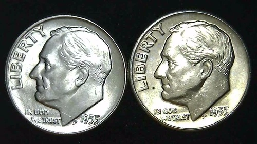 1955-P D  10C Roosevelt Dime (2  Coins) BU 90% Silver 26ctt0106-4