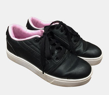 Girls HEELEYS Black Pink Leather Size Youth 4 Roller Skate Shoes Sneakers Wheels