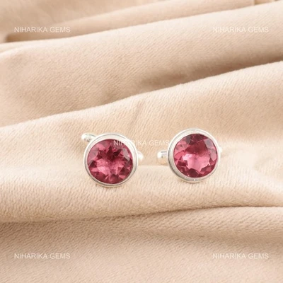 Sterlingsilber Rosa Turmalin Edelstein Designer Christmas Groomsmens Manschetten - Bild 1 von 4