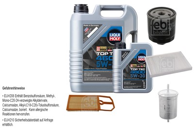 FEBI BILSTEIN Inspektionspaket 6L Liqui Moly Top Tec 4600 5W-30 für Seat Leon