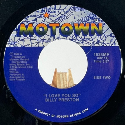 BILLY PRESTON 45 RPM I LOVE YOU SO / I'M NEVER GONNA SAY GOODBYE EX