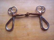 Used Stainless Shank Copper Snaffle Mouth Bit 5" Mouth 5" Shanks