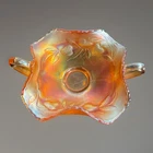 Vintage Carnival Glass Marigold Strawberry Pattern Double Handled Bonbon Bowl
