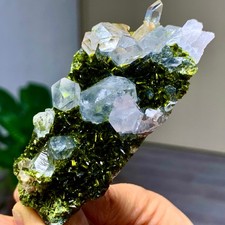 96G Natural beautiful epidote quartz with Crystal garden quartz Specimen