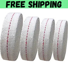 4 Rolls Oil Lamp Wick 1/2, 3/4, 7/8 Inch Flat Cotton Wick 6.5 Ft/roll Red Stitch