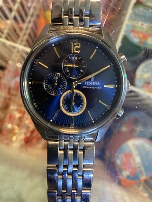 Orologio Uomo Cronografo FESTINA F20285/3 in Acciaio con Fondo Blu