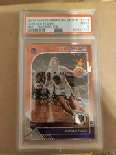 2019 Hoops Premium Stock Jordan Poole Red Cracked Ice Rookie Card PSA 9 MINT 223