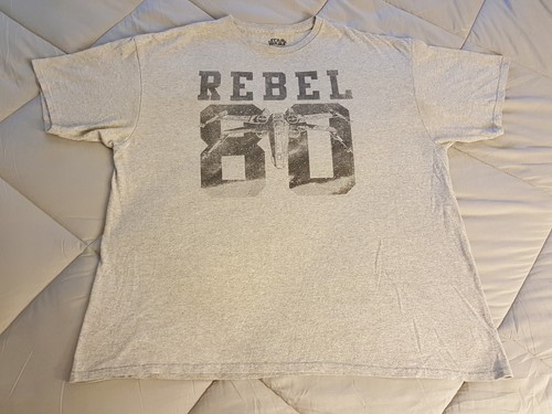Camiseta Star Wars REBEL 80 Para Hombres 2XL XXLarge Usada en Excelente Condición XWing Gris Licencia INV368 - Imagen 2 de 6