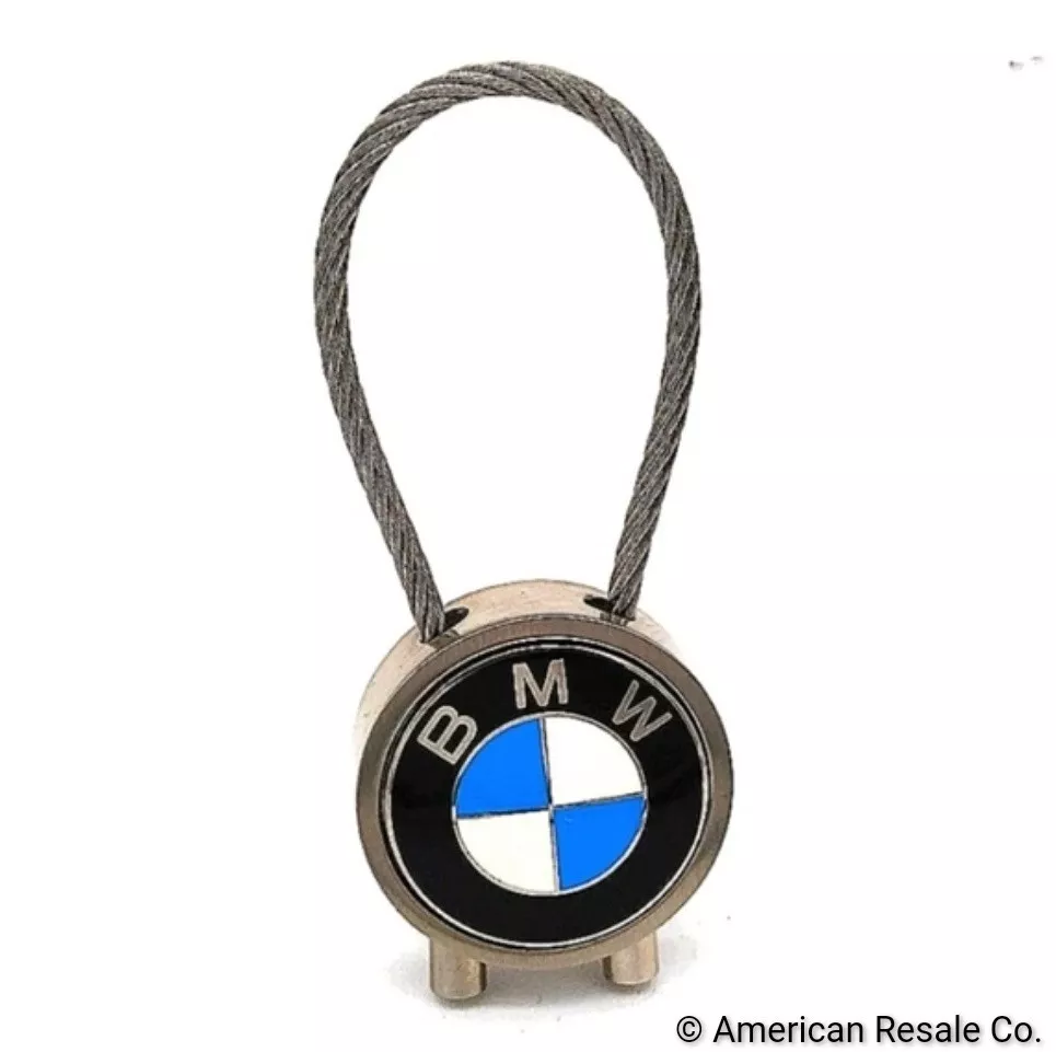 Authentic BMW Cable Steel Keychain Key Fob in Brushed Stainless