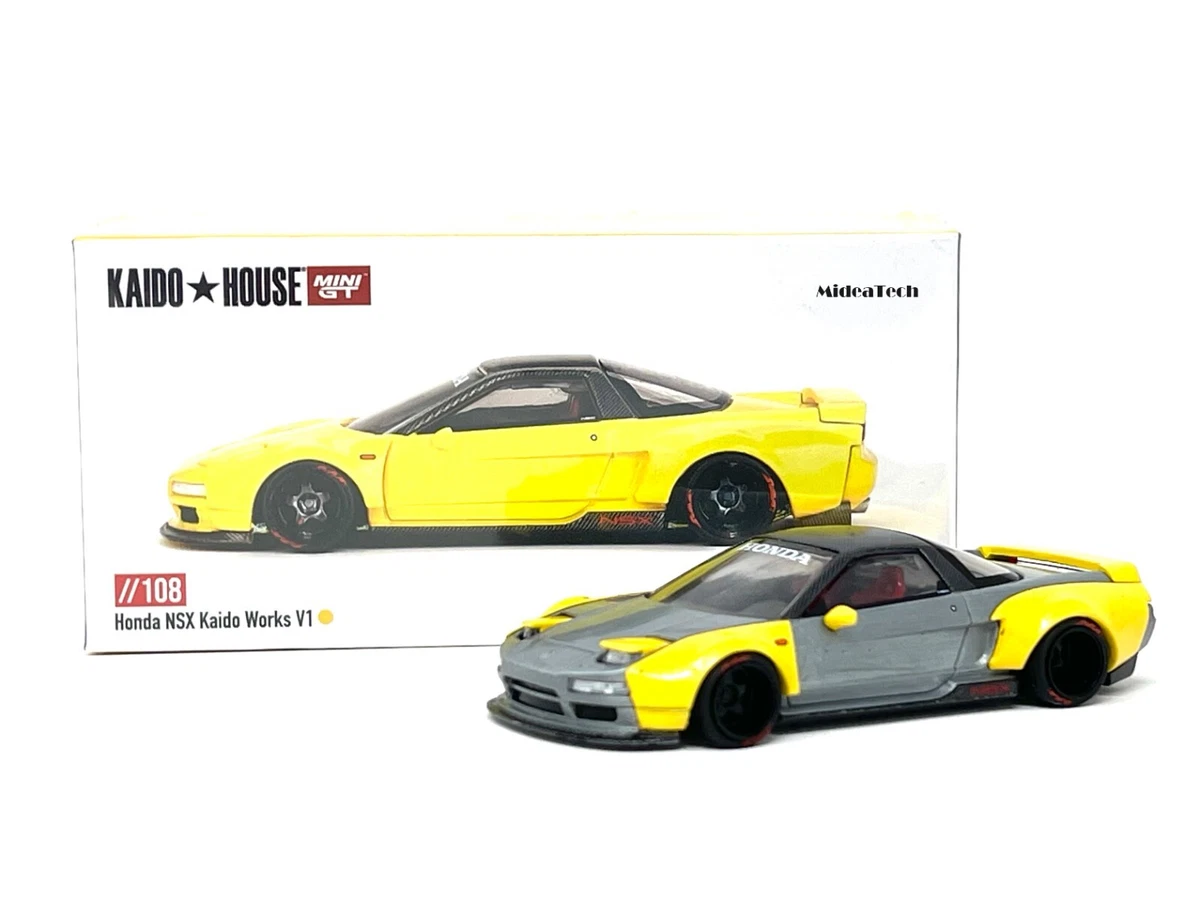 Chase! Kaido House x Mini GT 1:64 Honda NSX Kaido WORKS V1 Yellow 