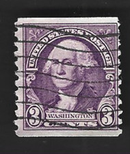 Scott# 721 3c George Washington coil p.10 v. with a Machine Cancel - (A-4)