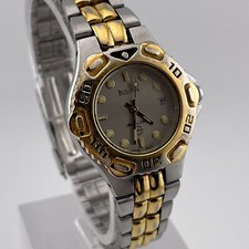 Bulova Marine Star Watch Womens Date 28mm Two Tone Case Bracelet Quartz