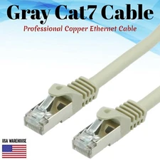 Cat7 Ethernet Patch Gray Cable 1.5 3 6 10 20 25 30 50 75 100 200 Lot U/FTP LAN