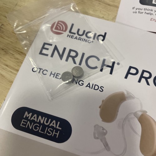 Lucid Hearing Enrich Pro OTC Hearing Aids Behind-The-Ear Design Beige Open Box - Picture 4 of 7