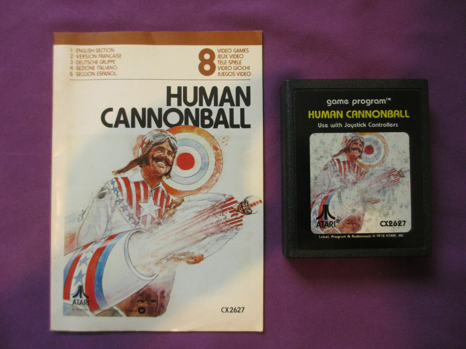 JEU ATARI 2600 - 8 - HUMAN CANNONBALL - CX2627 - AVEC NOTICE D'ORIGINE