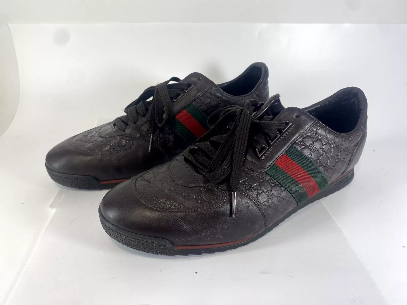 Baskets d'entraînement en cuir marron Gucci taille 11