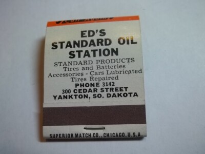 Matchbook Full Ed's Standard Gas Station Ph 3142 300 Cedar St Yankton SD #275-3