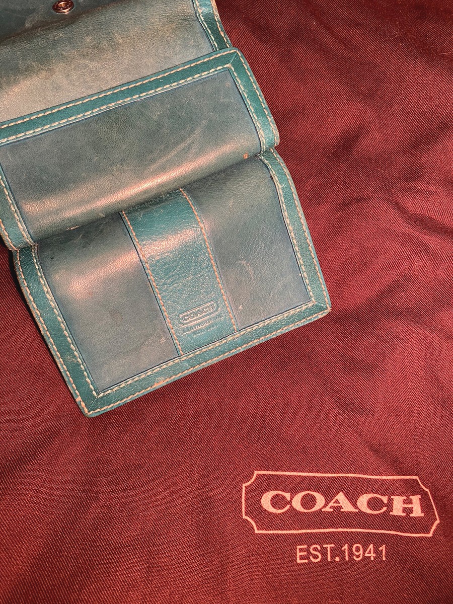 Vintage Coach Pebbled Leather Small Chelsea Handbag & Wallet Navy