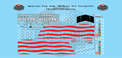 Montana Rail Link SD70ace Veterans 4407 HO Scale Decal Set