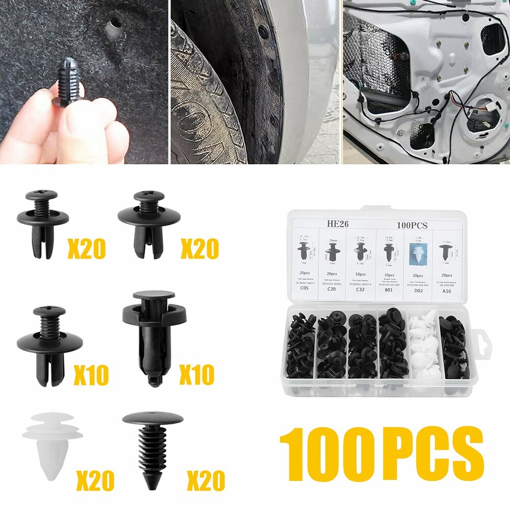 Bumper Fender Hood Moulding Side Garnish Grille Retainer Clip For Honda 100 PCS