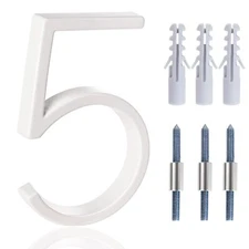 5" Floating House Numbers White Metal Address Numbers for Door Mailbox Kit