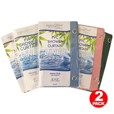 2 PACK SOLID WATER REPELLENT BATHROOM SHOWER CURTAIN VINYL LINER MANY COLORS
