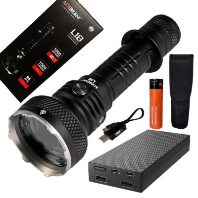 Acebeam L18 Long Throw OSRAM LED Flashlight 1500 Lumen w/ 20,000mAh Powerbank