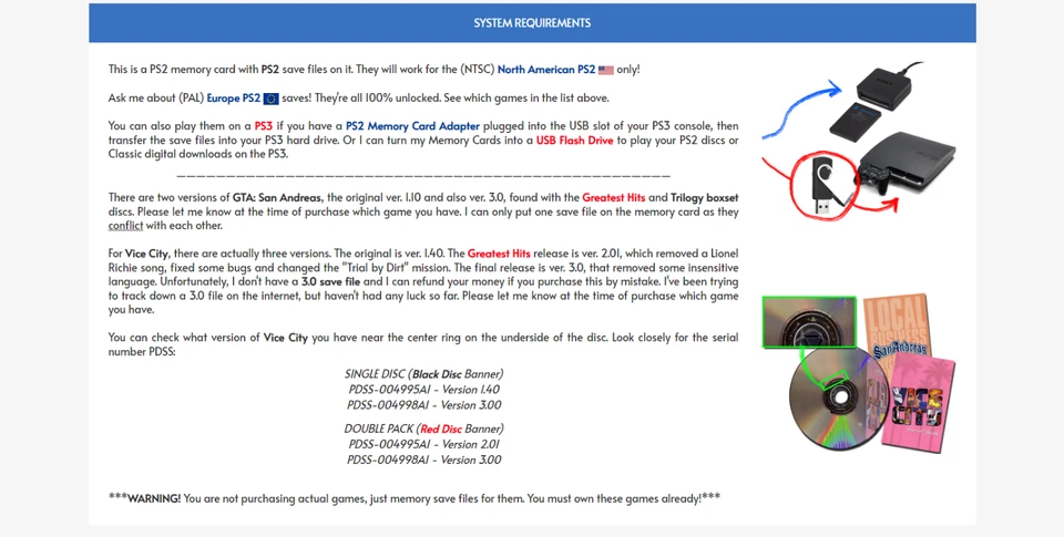 GRAND THEFT AUTO PS2 | MEMORY CARD SAVES | Vice City San Andreas Liberty Stories - Image 4 of 4