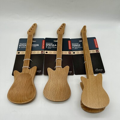 Kikkerland Rockin  Kitchen Utensils Guitar Shaped Set Of 3 New