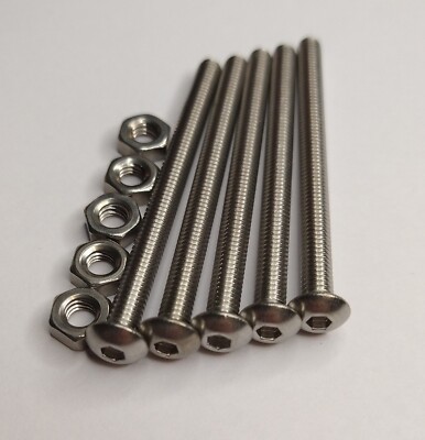 M3 x 50mm WITH HEX NUTS A2 Stainless Steel Button Head Screws Metric ISO7380