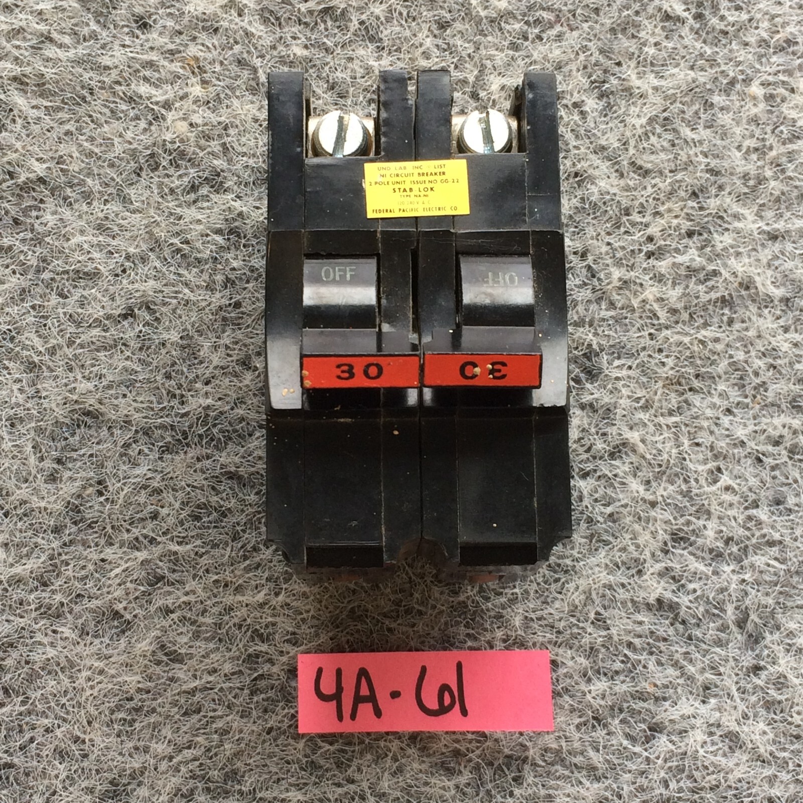  Federal Pacific AMERICAN FPE NA230 30 AMP 2 POLE  THICK NA-230 RED handle