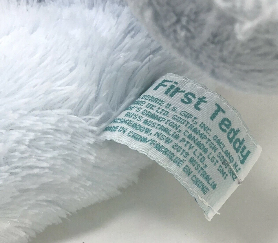 Oso de peluche suave Russ Baby Berrie azul "Mi primer peluche" con ojos cosidos y arco 16 pulgadas Foto 3 de 4