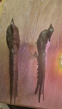 Vintage PHEASANTS 2 Bronze  Metal  Birds 11 inches long and 5 1/2 inches high