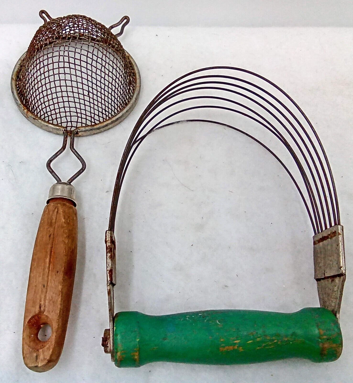 Vintage Kitchen Utensils Wood Handles Green Metal Surehold Retro Decor Set of 5 - product detail image 5