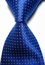 Hot Classic Patterns Blue White JACQUARD WOVEN 100 Silk Men's Tie Necktie