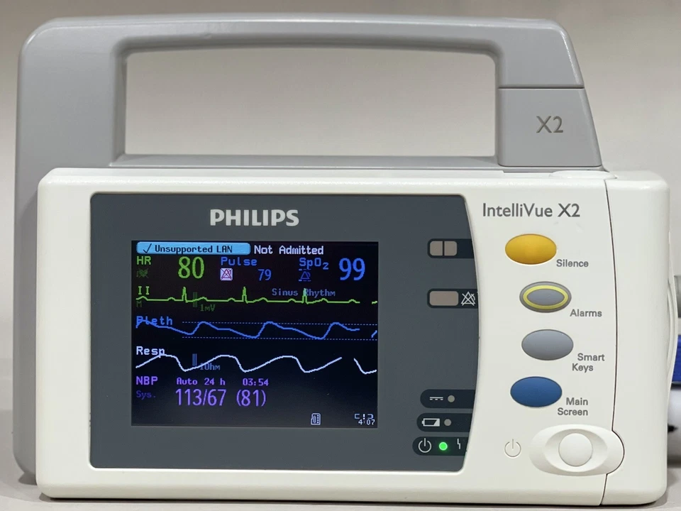 MONITOR PORTÁTIL PHILIPS INTELLIVUE X2 M3002A CON BATERÍA Y ACCESORIOS Foto 2 de 4